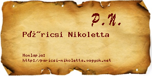 Páricsi Nikoletta névjegykártya