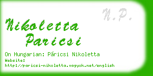 nikoletta paricsi business card